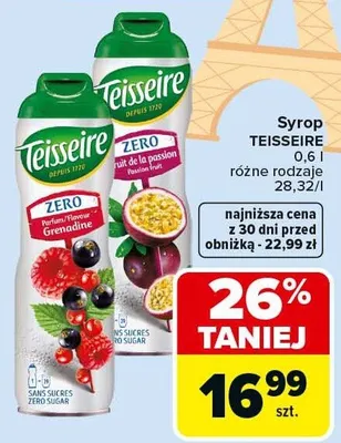 Syrop owocowy zero cukru 0,6 l promocja w Carrefour