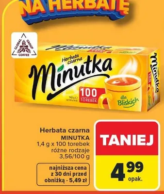 Herbata czarna Minutka promocja w Carrefour
