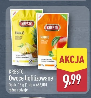 Owoce liofilizowane Kresto ananas promocja w Aldi