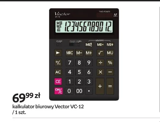 Kalkulator biurowy Vector VC-12 promocja w Empik
