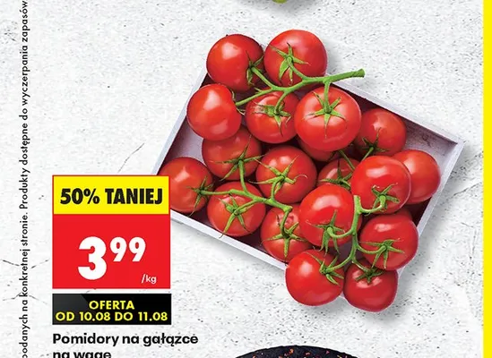 Pomidory na gałązce na wagę promocja w Biedronka