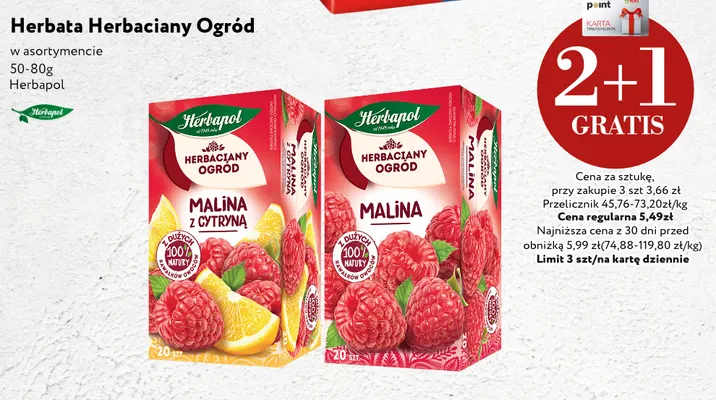 Herbata Herbaciany Ogród malina z cytryną Herbapol promocja w Market Point
