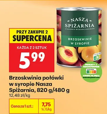 Brzoskwinie połówki w syropie promocja w Biedronka