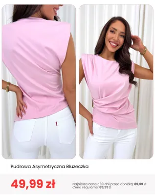 Bluzeczka asymetryczna ModnaKiecka.pl pudrowa promocja w Modna Kiecka