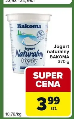 Jogurt naturalny BAKOMA 370g promocja w Carrefour Express