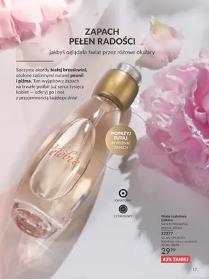 Woda toaletowa Célèbre biała brzoskwinia, peonia, piżmo promocja w AVON