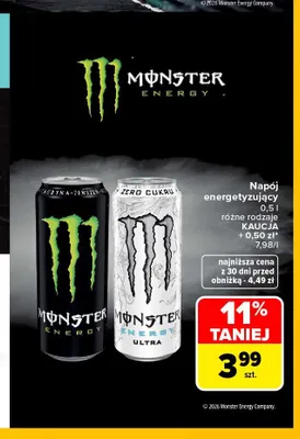 Napój energetyzujący Monster Energy promocja w Carrefour