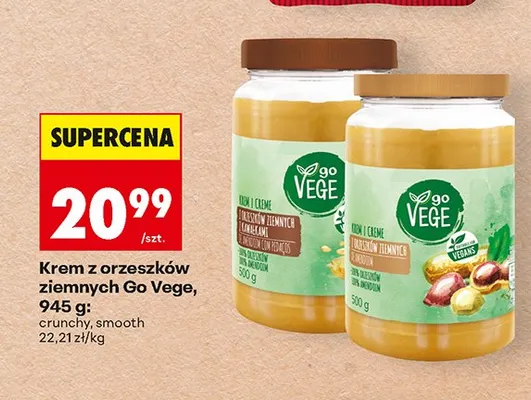 Krem z orzeszków ziemnych Go Vege smooth promocja w Biedronka