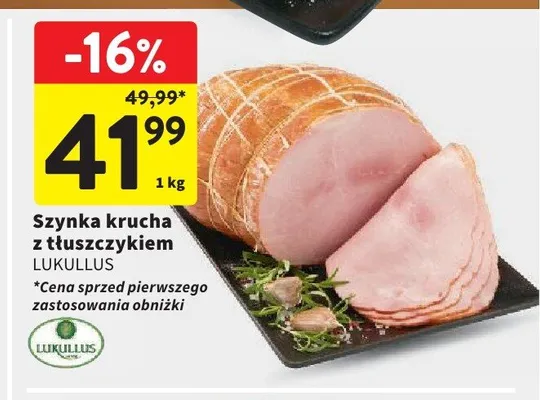 Szynka krucha z tłuszczykiem Lukullus promocja w Intermarche