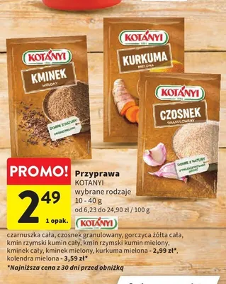 Przyprawa kmin rzymski kumin mielony Kotanyi promocja w Intermarche