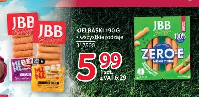 Parówki z szynki Zero E JBB Bałdyga promocja w Selgros