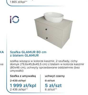 Szafka GLAMUR 80 cm z blatem GLAMUR IO promocja w Blu Salony Łazienek
