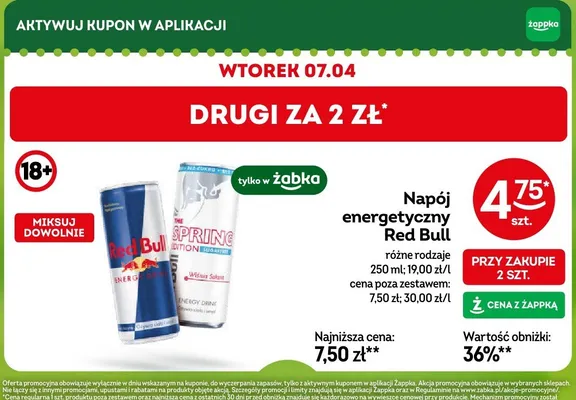 Napój energetyczny Red Bull różne rodzaje promocja w Żabka