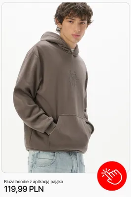 Bluza hoodie Cropp z aplikacją pająka promocja w Cropp