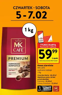 Kawa ziarnista MK CAFE Premium wybrane rodzaje promocja w Intermarche