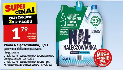 Woda Nałęczowianka delikatnie gazowana 1,5l promocja w Twój Market