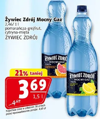 Żywiec Zdrój Mocny Gaz pomarańcza-grejfrut, cytryna-mięta promocja w Prim Market