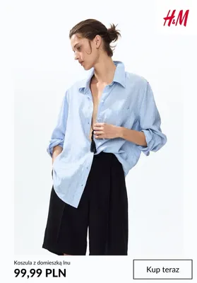 Koszula z domieszką lnu H&M promocja w H&M