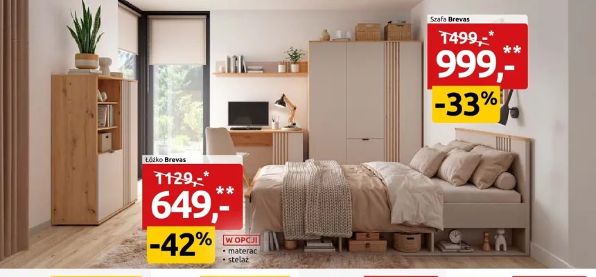 Łóżko Brevas promocja w Black Red White