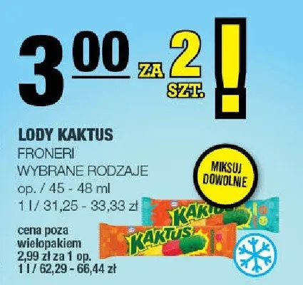 Lody Kaktus Froneri promocja w SPAR