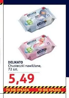 Chusteczki nawilżane Delikato 72-pak promocja w Blue Stop