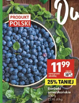 Borówki amerykańskie promocja w Delikatesy Centrum