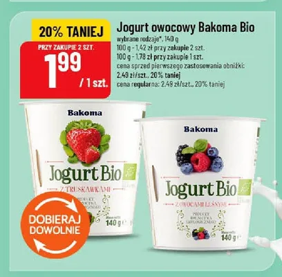 Jogurt owocowy Bakoma Bio z owocami leśnymi promocja w POLOmarket