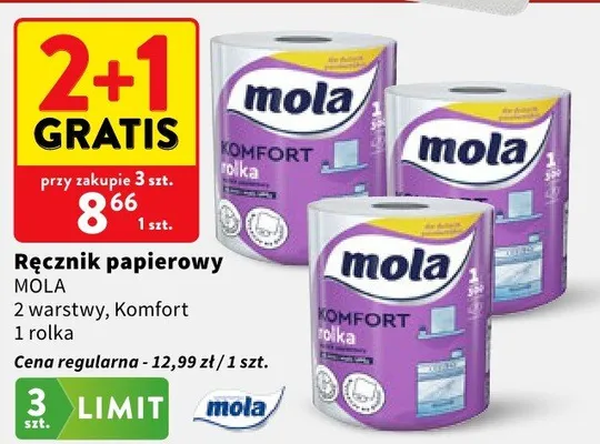 Ręcznik papierowy Mola 2 warstwy Komfort promocja w Intermarche