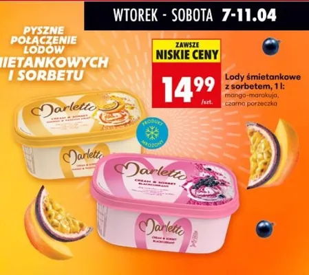 Lody śmietankowe z sorbetem czarna porzeczka 1 l promocja w Biedronka