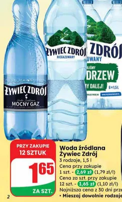 Woda źródlana niegazowana promocja w Dino