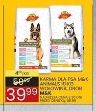 Karma dla psa M&K Animals wołowina 10kg promocja w Wafelek
