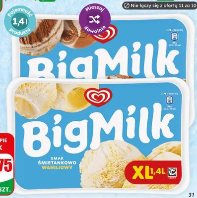 Lody Big Milk promocja w Dino