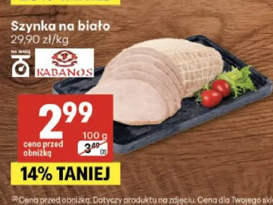 Szynka na biało Kabanos promocja w Delikatesy Centrum