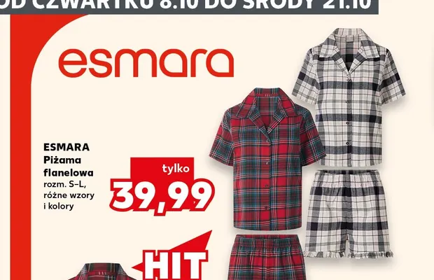 Piżama flanelowa rozm. S-L Esmara promocja w Kaufland