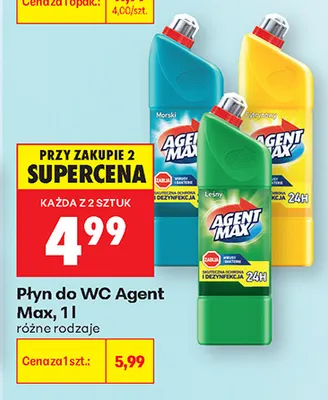Płyn do WC Agent Max promocja w Biedronka