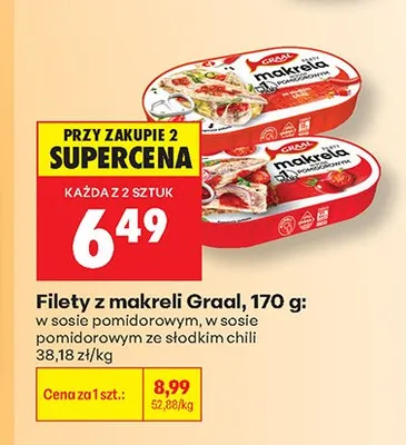 Filety z makreli w sosie pomidorowym ze słodkim chili Graal promocja w Biedronka