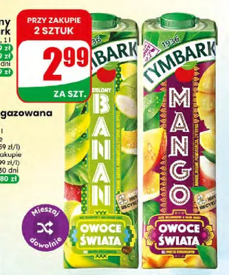 Napój niegazowany Tymbark Owoce Świata banan promocja w Dino