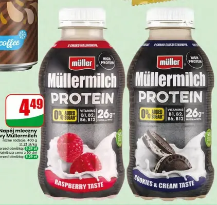 Napój mleczny proteinowy Müllermilch Raspberry Taste promocja w Dino