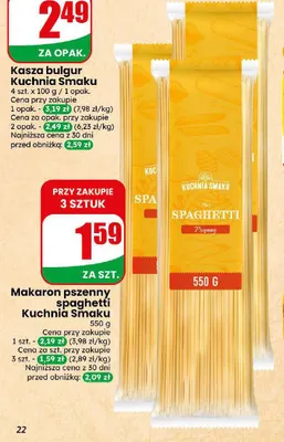 Makaron pszenny spaghetti Kuchnia Smaku promocja w Dino
