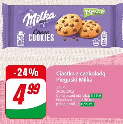 Ciastka z czekoladą Choco Cookies Pieguski promocja w Dino