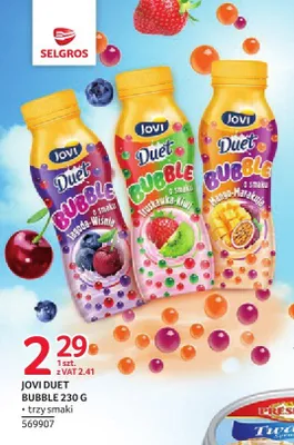 Napój jogurtowy Jovi Duet Bubble o smaku truskawka-kiwi promocja w Selgros