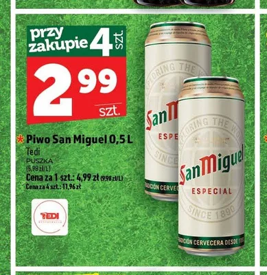 Piwo San Miguel Especial promocja w TOPAZ