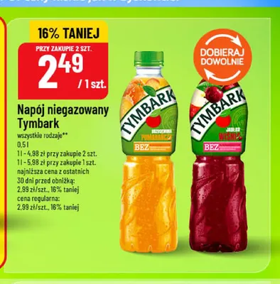 Napój niegazowany Tymbark brzoskwinia pomarańcza promocja w POLOmarket