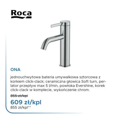 Bateria umywalkowa sztorcowa Roca Ona promocja w Blu Salony Łazienek