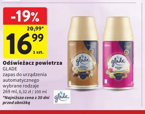 Odświeżacz powietrza Glade Sensual Sandalwood & Jasmine zapas promocja w Intermarche