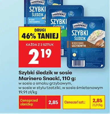 Szybki śledzik w sosie w stylu tzatziki Marinero Snack promocja w Biedronka