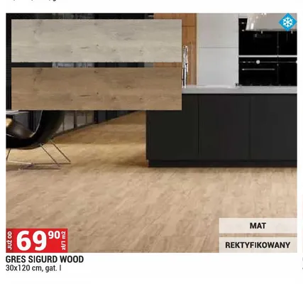 Gres Sigurd Wood matowy rektyfikowany promocja w Merkury Market