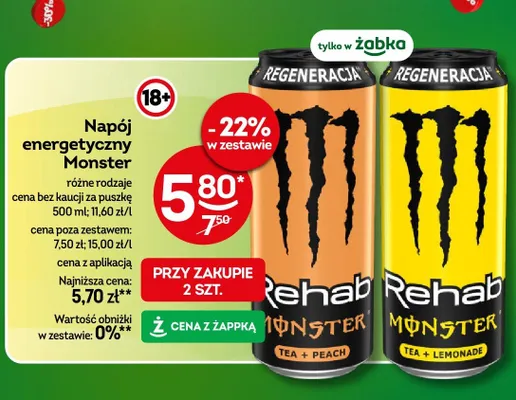 Napój energetyczny Monster Tea + Lemonade promocja w Żabka