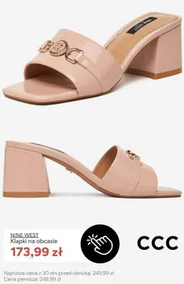 Klapki na obcasie Nine West promocja w CCC
