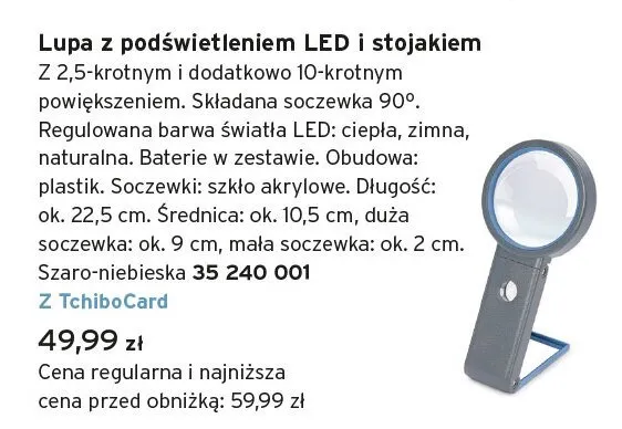 Lupa z podświetleniem LED i stojakiem Tchibo promocja w Tchibo